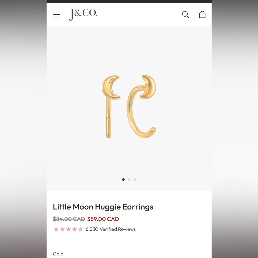 Gold Crescent Huggie Earrings